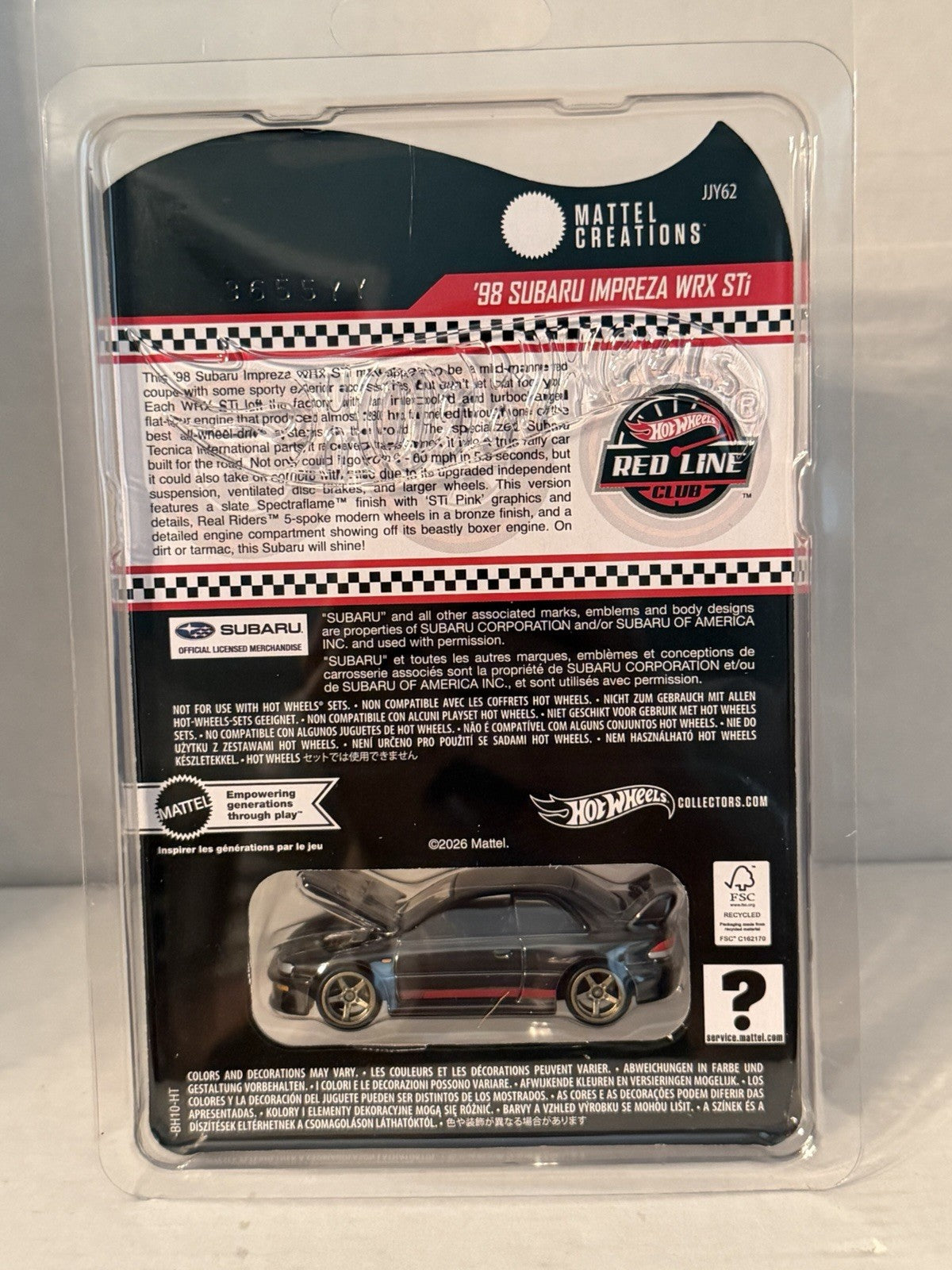2026 HOT WHEELS RLC EXCLUSIVE 1998 SUBARU IMPREZA WRX STI  PRESALE  ships by 5-2