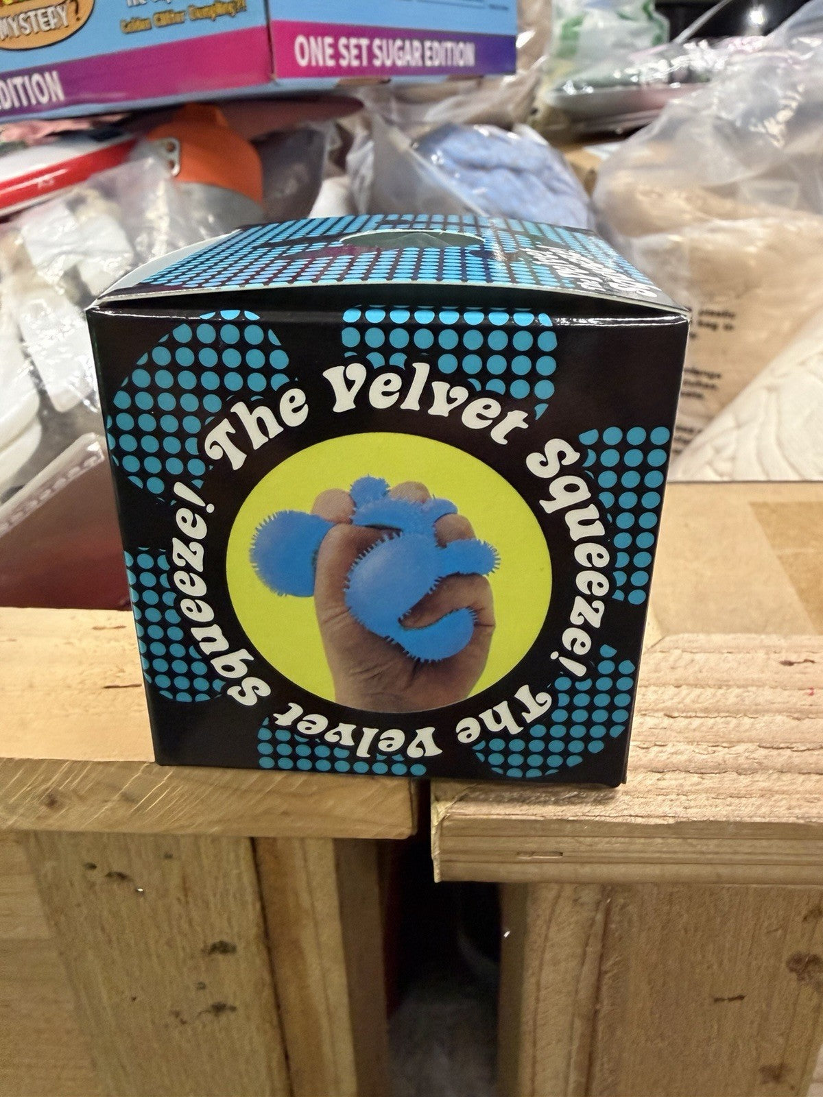 BLUE Needoh FUZZ BALL Flower Power Nee Doh Squish Stress Ball NEE-DOH Fuzzball