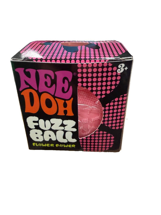 Pink Needoh FUZZ BALL Flower Power Nee Doh Squish Stress Ball NEE-DOH Fuzzball