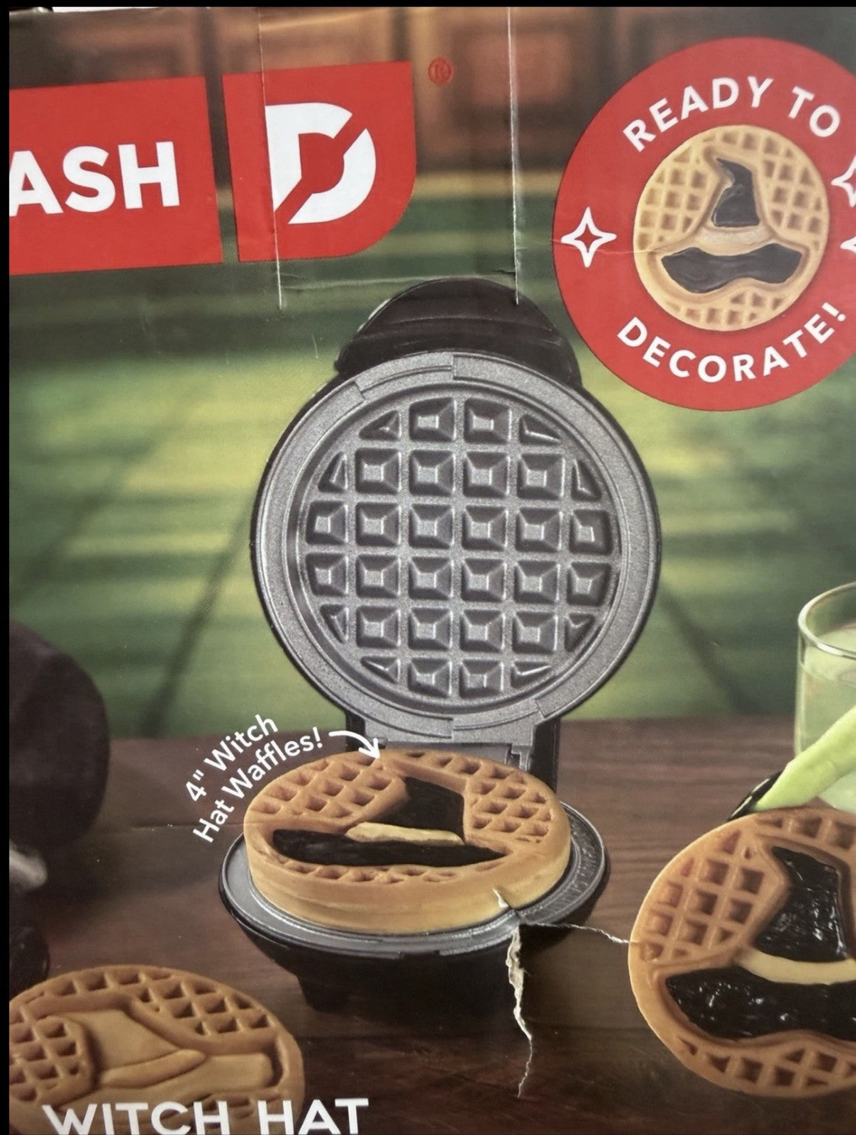Dash Witch Hat Mini Waffle Maker 4" Ceramic Nonstick Halloween Breakfast
