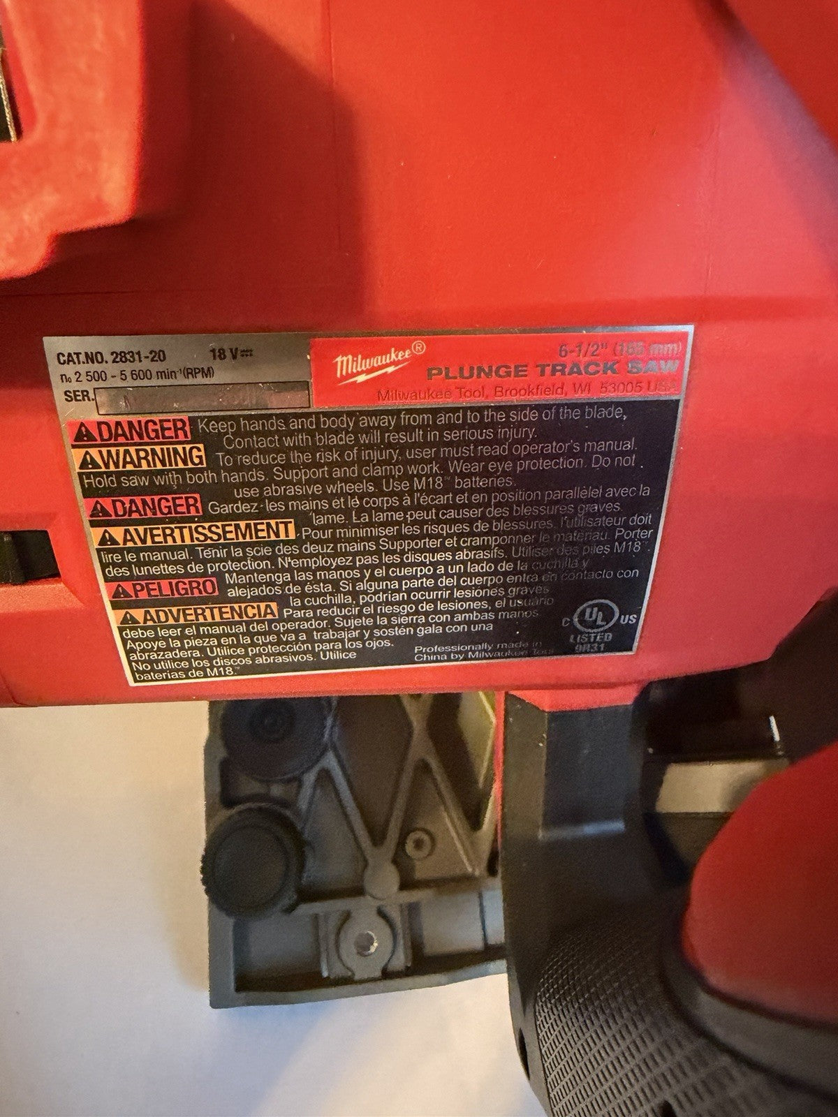Milwaukee 2831-20 M18 FUEL 6 1/2" Plunge Track Saw Bare Tool  (Tool Only)