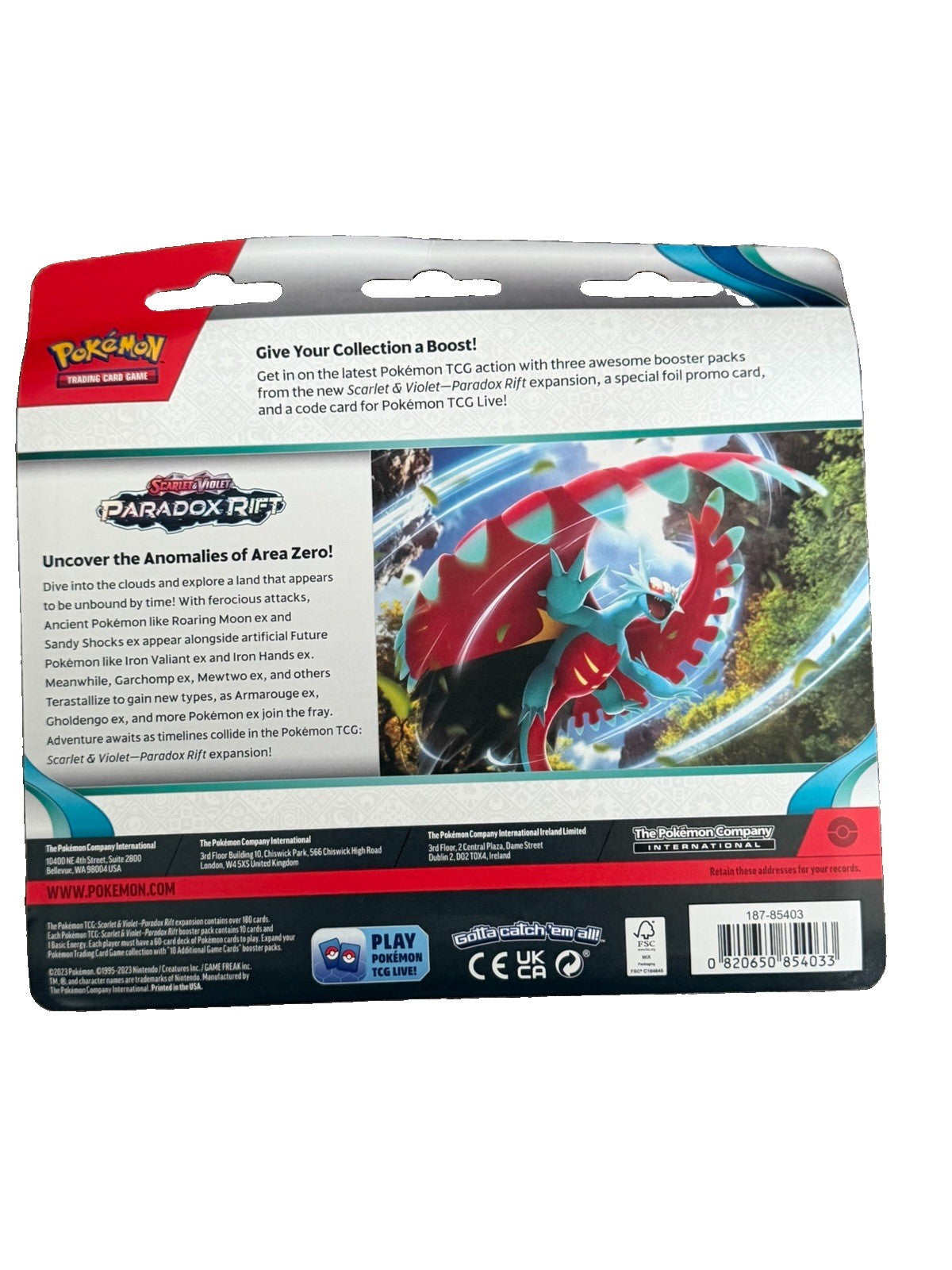 Pokemon Scarlet & Violet Paradox Rift: 3 Pack Blister