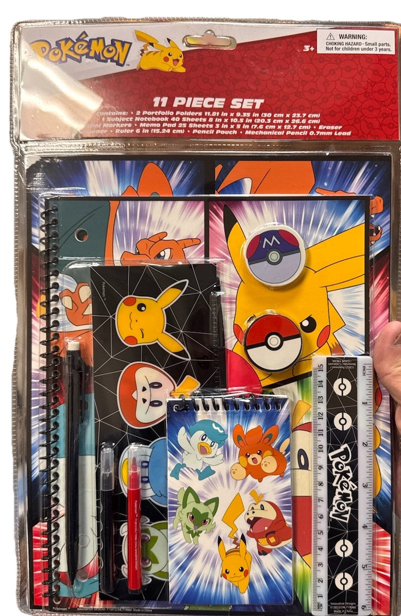 Pokemon Pikachu 11 Pc Value Pack Set School Stationary Supplies Nintendo New 