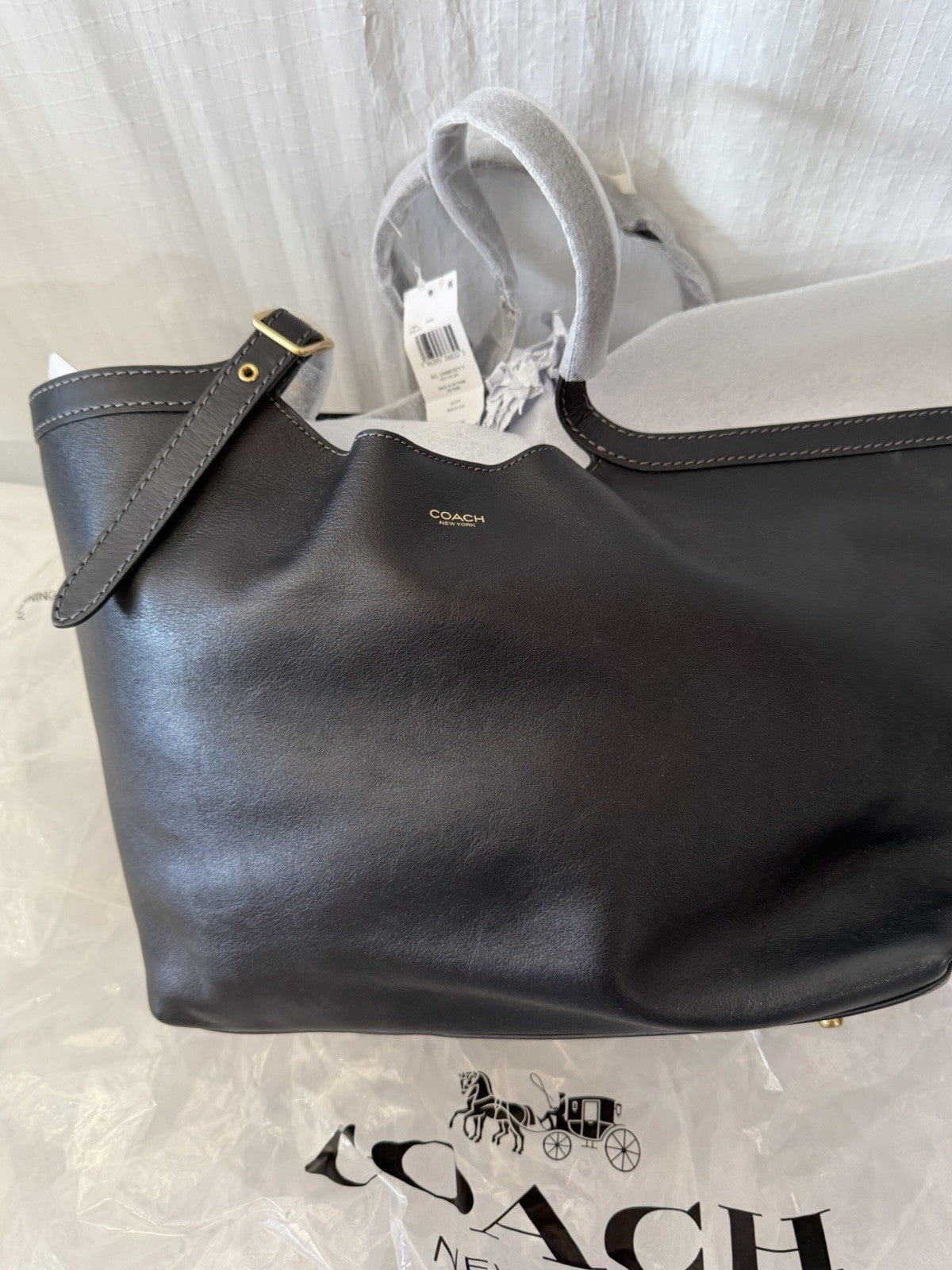 COACH Gramercy Tote Leather Buckle Oversized Slouchy Shoulder bag ~NWT~ Black