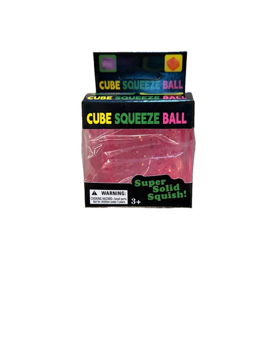 Solid Squishy Cube Tactile Squeeze Toy, Blue, Pink, Yellow Glitter, Ages 3+
