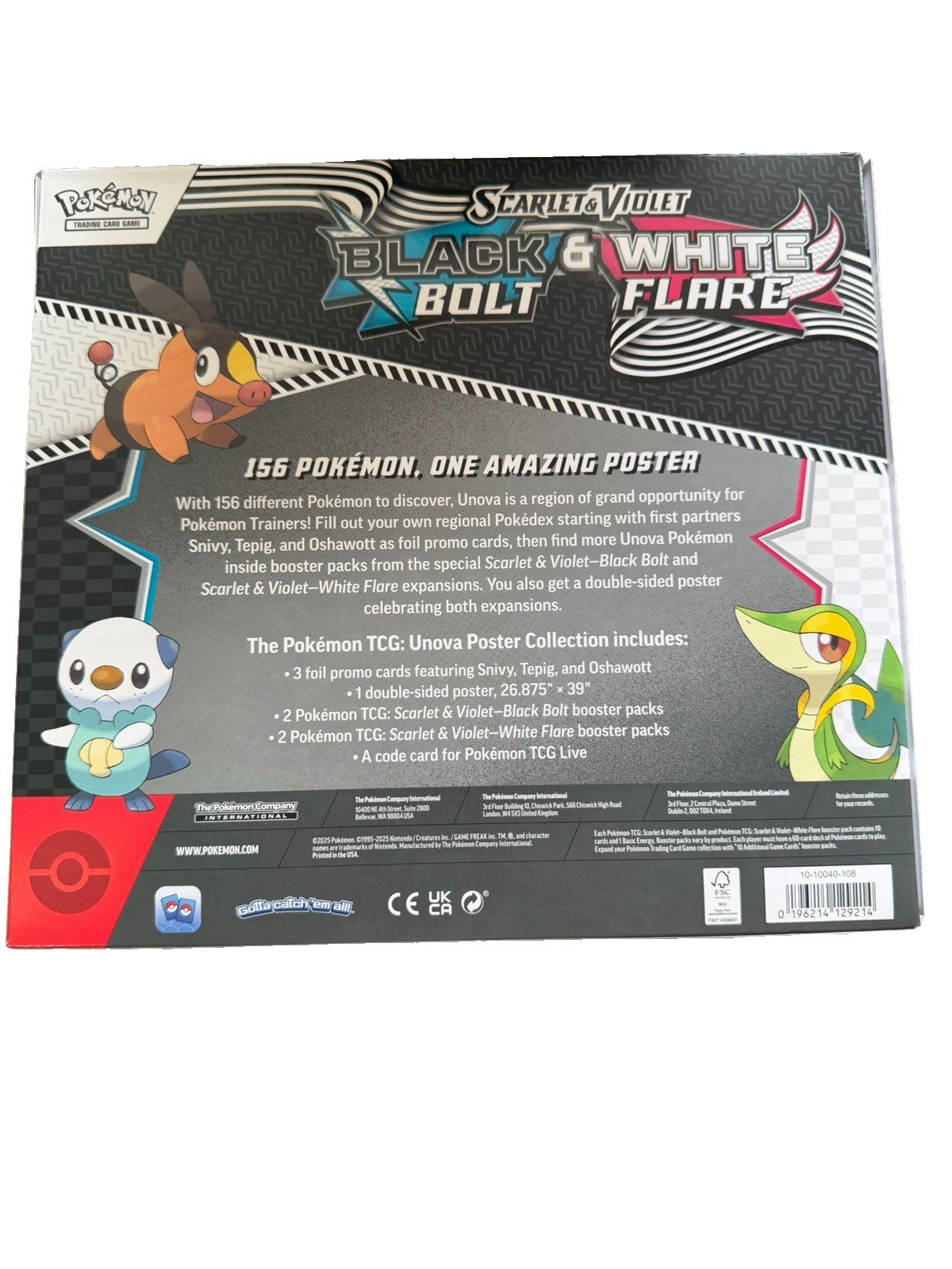 Pokemon S&V Black Bolt White Flare Poster Collection Box Sealed - NEW!