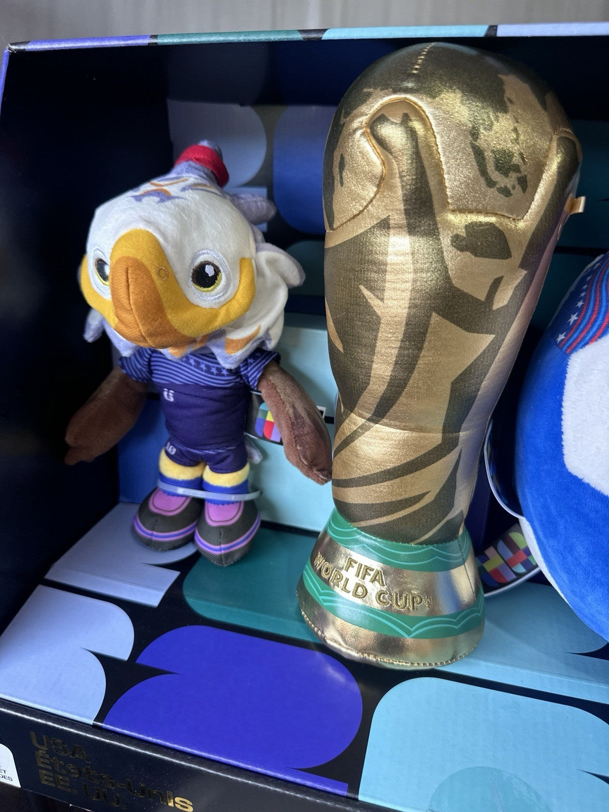 FIFA World Cup 26 USA Plush 3 Pack Set Eagle Trophy Soccer Ball Jazwares New USA