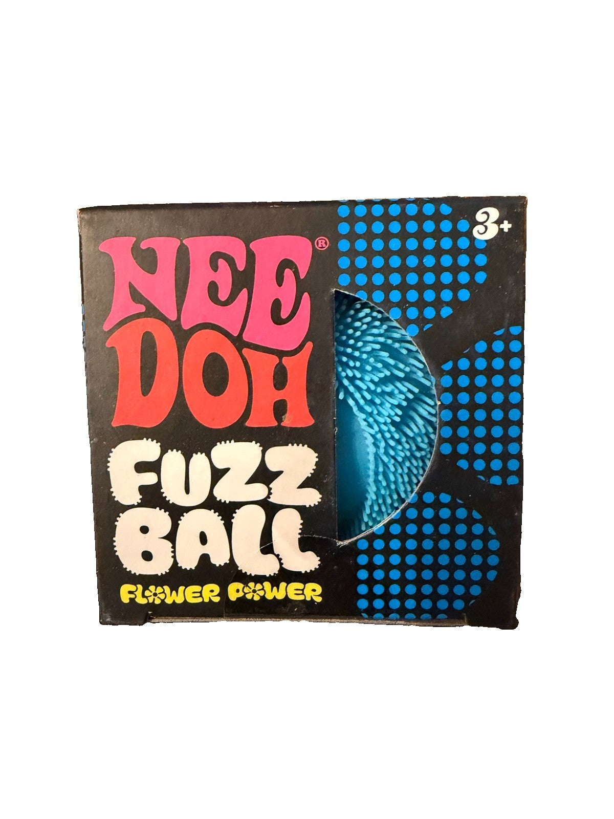 Blue Needoh FUZZ BALL Flower Power Nee Doh Squish Stress Ball NEE-DOH Fuzzball