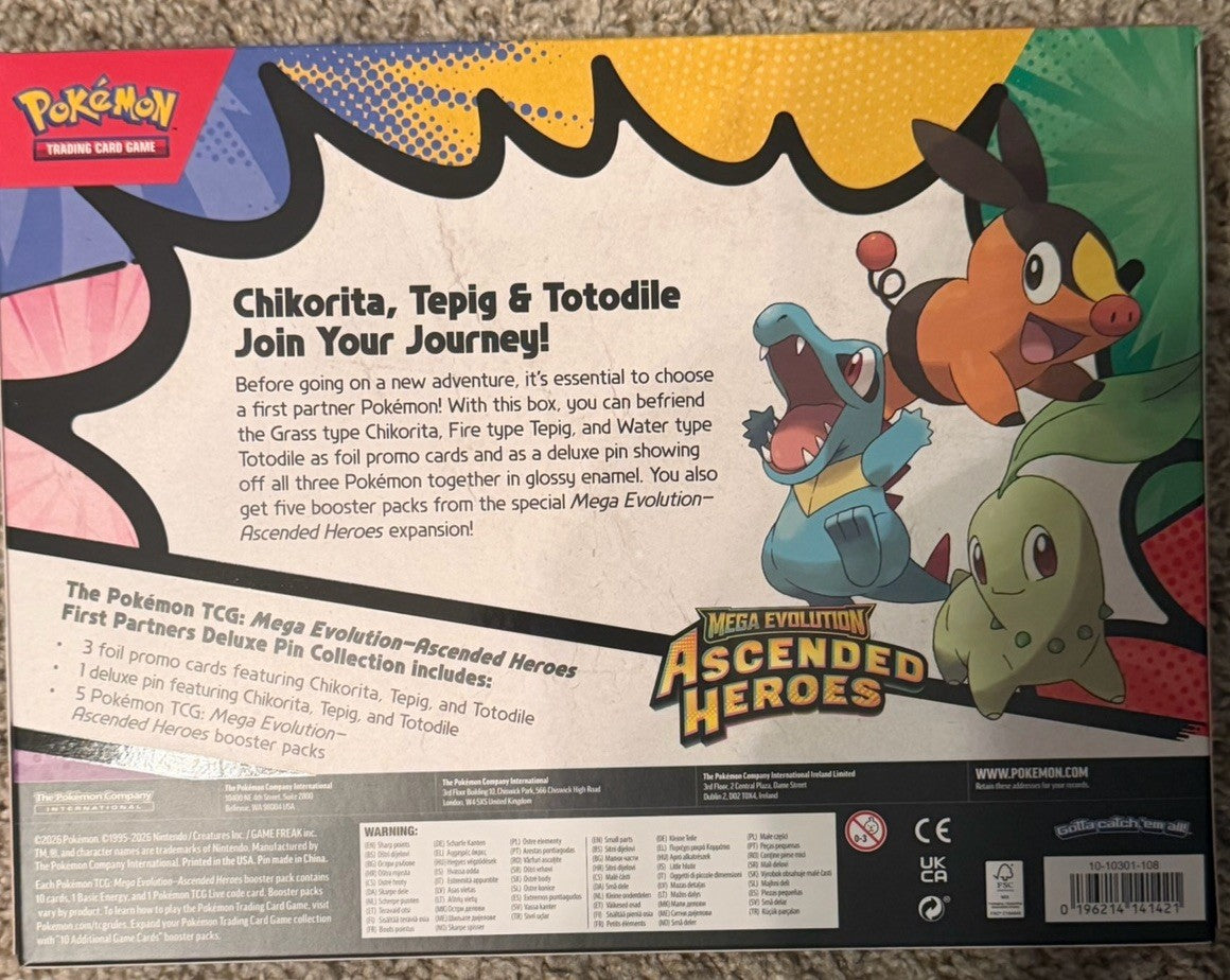Pokemon TCG Mega Evolution Ascended Heroes First Partners Deluxe Pin Collection