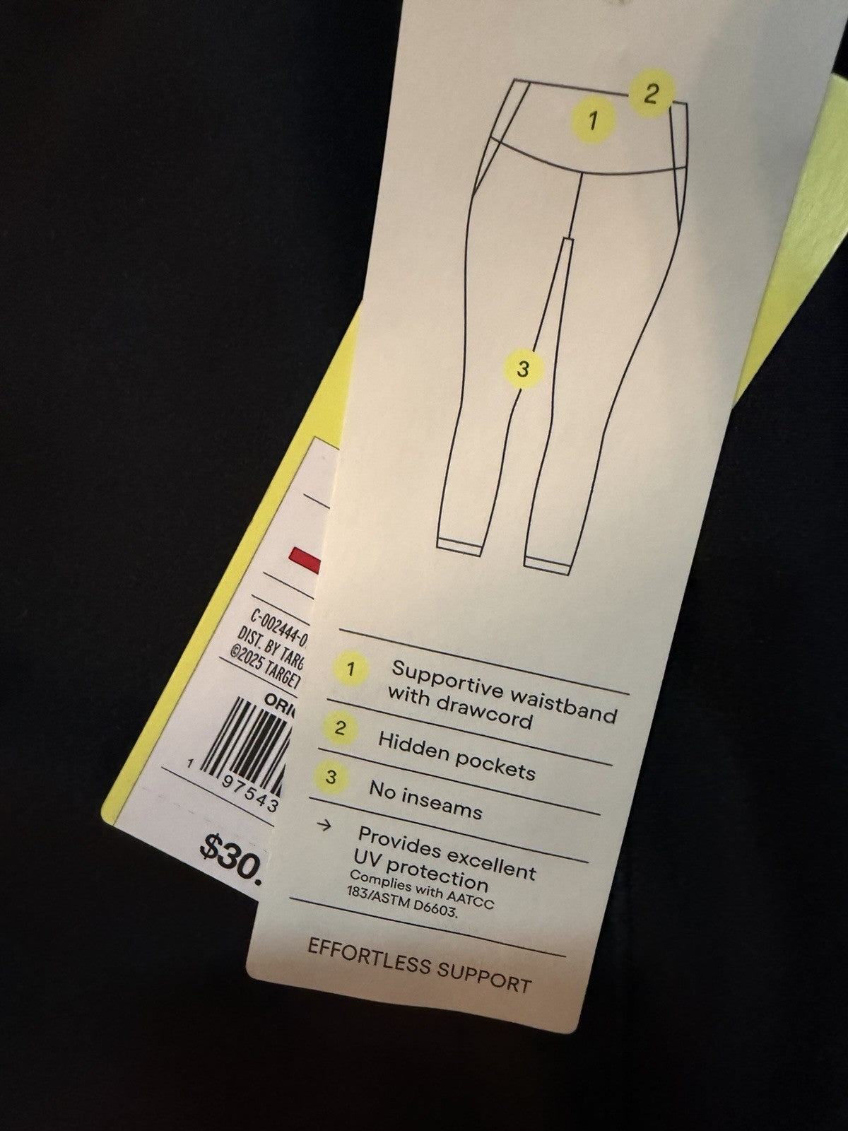 All In Motion Pants Womens Large Black Flex High Rise 7/8 Leggings Athletic NWT