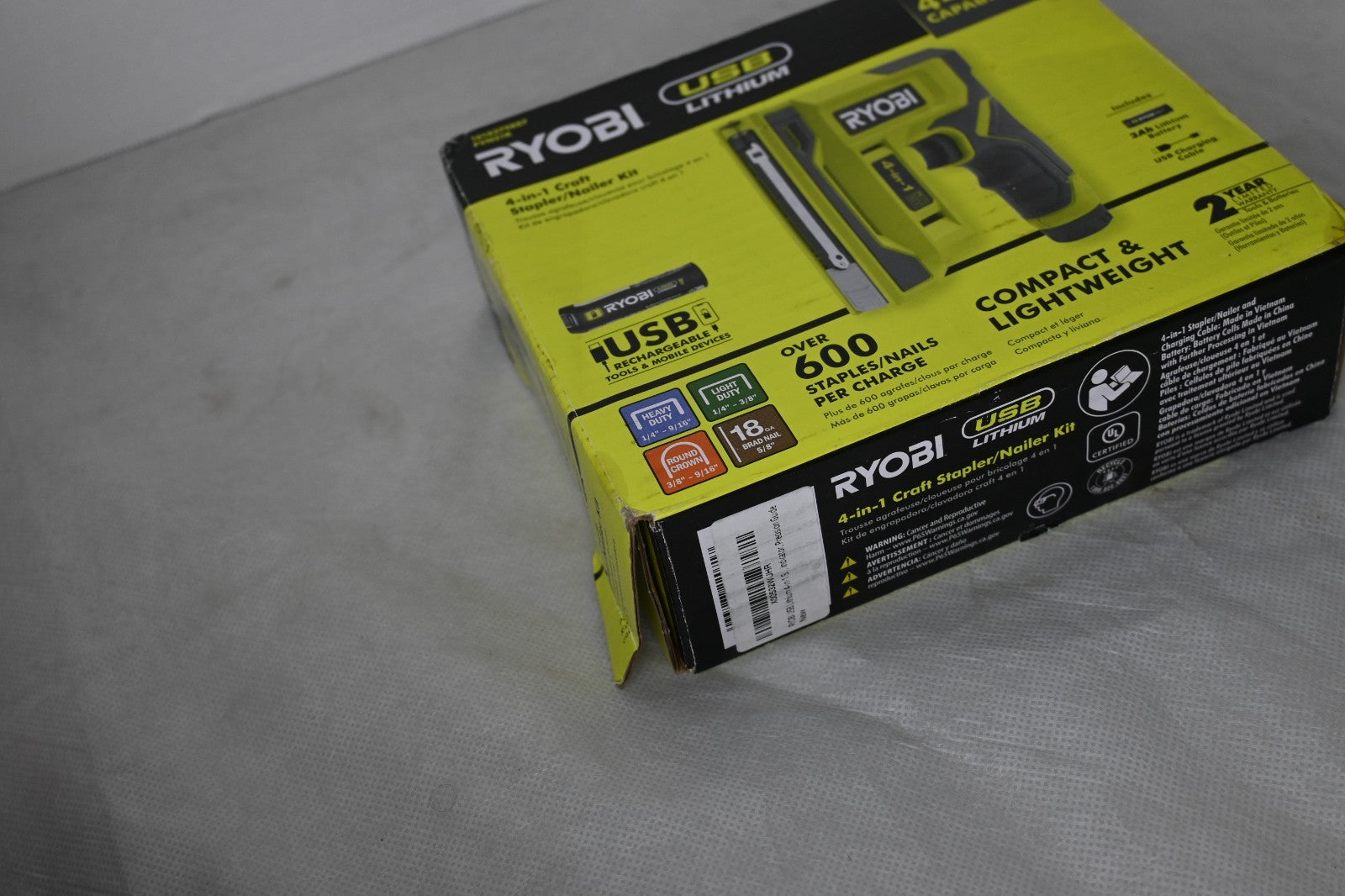 RYOBI USB Lithium 4V Cordless 4-in-1 Stapler/Nailer Kit FVN51K