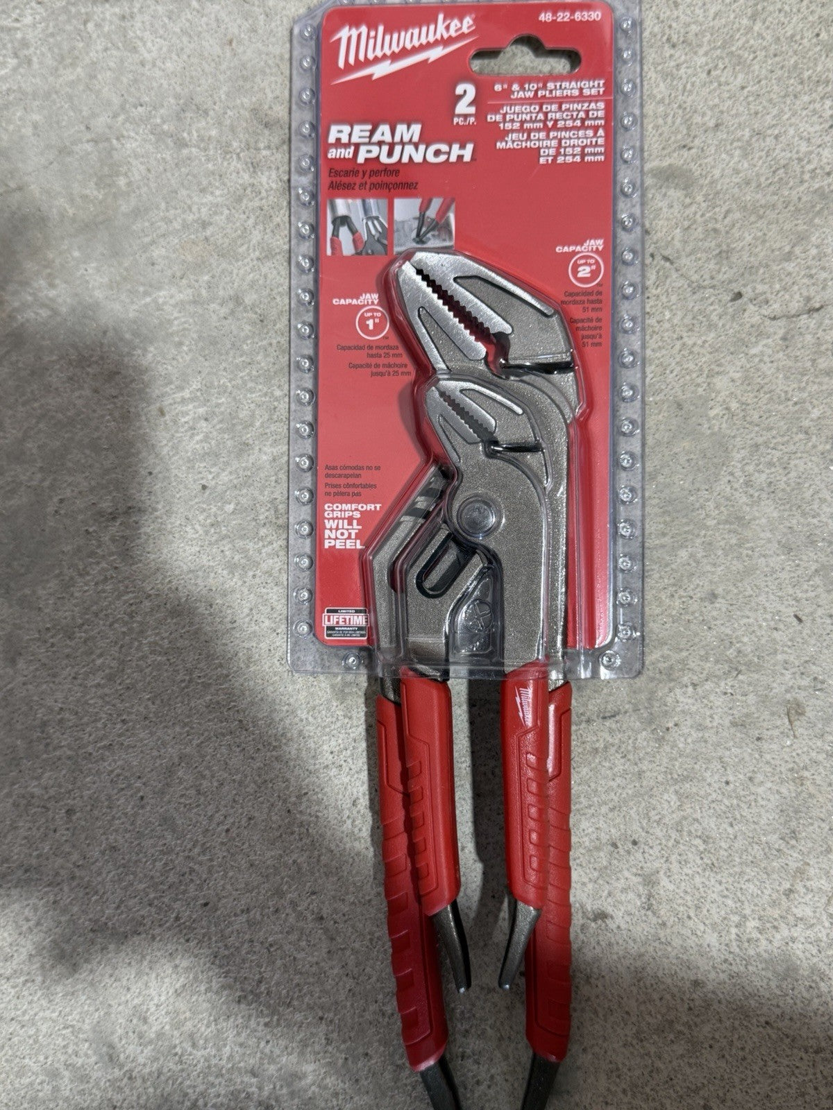 Milwaukee 6" & 10" Comfort Grip Straight Jaw Pliers Set, #48-22-6330