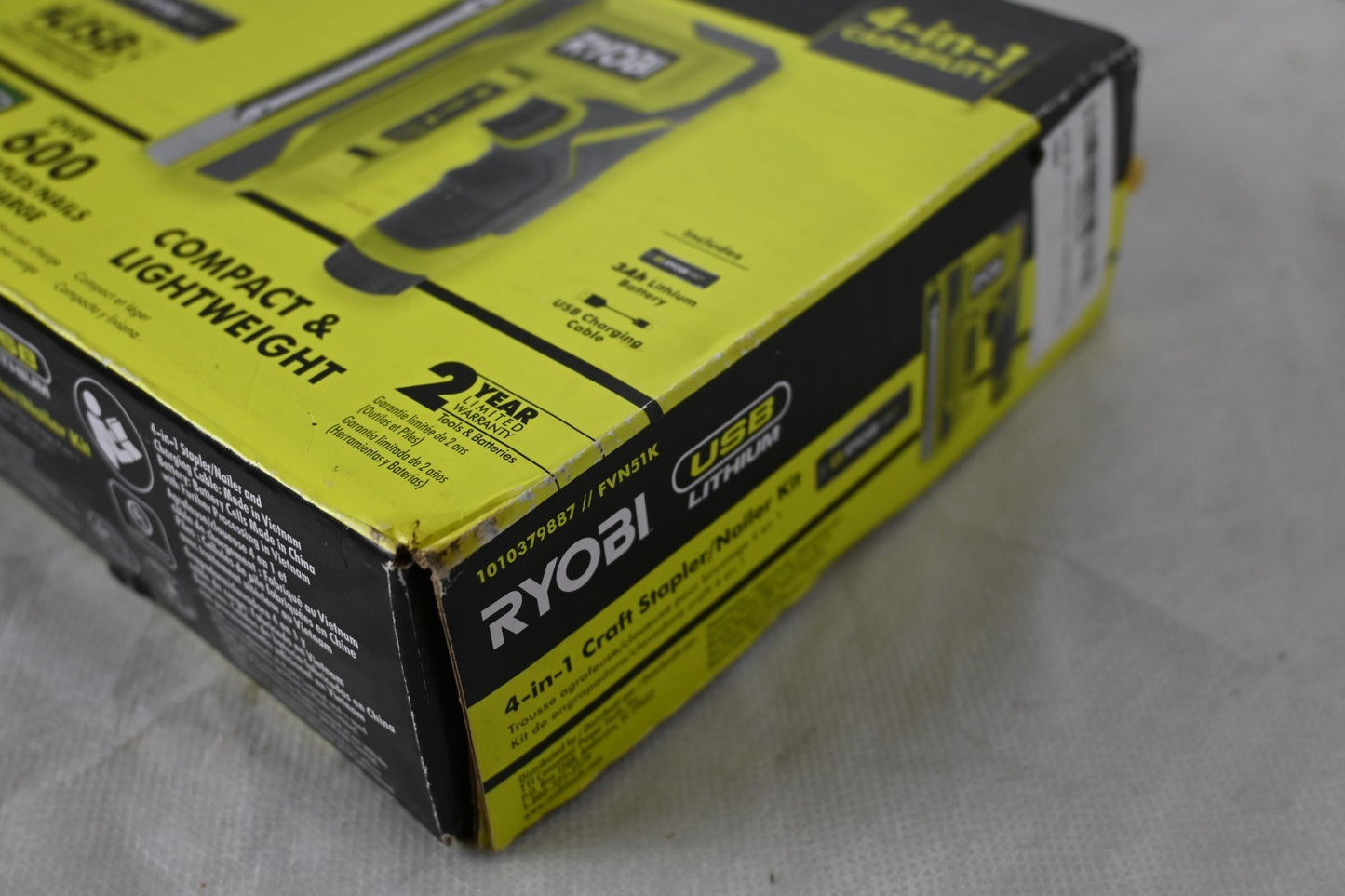 RYOBI USB Lithium 4V Cordless 4-in-1 Stapler/Nailer Kit FVN51K