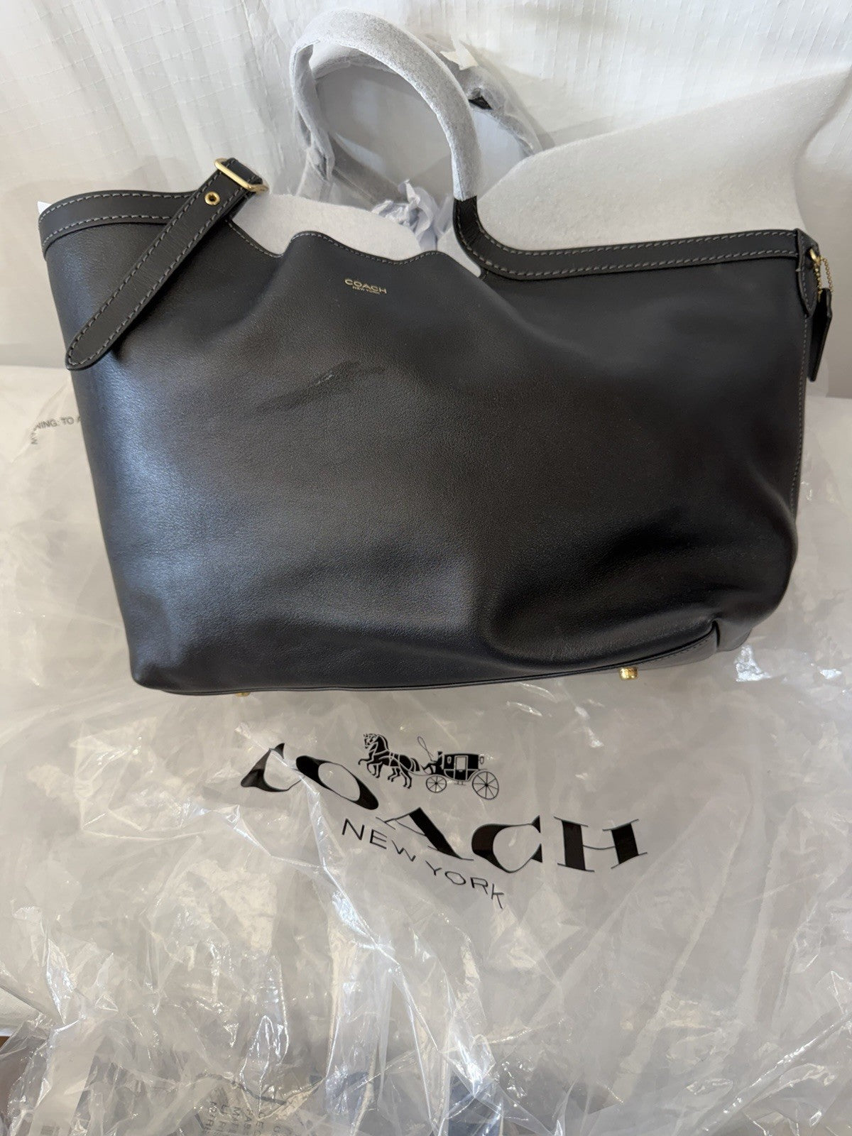 COACH Gramercy Tote Leather Buckle Oversized Slouchy Shoulder bag ~NWT~ Black