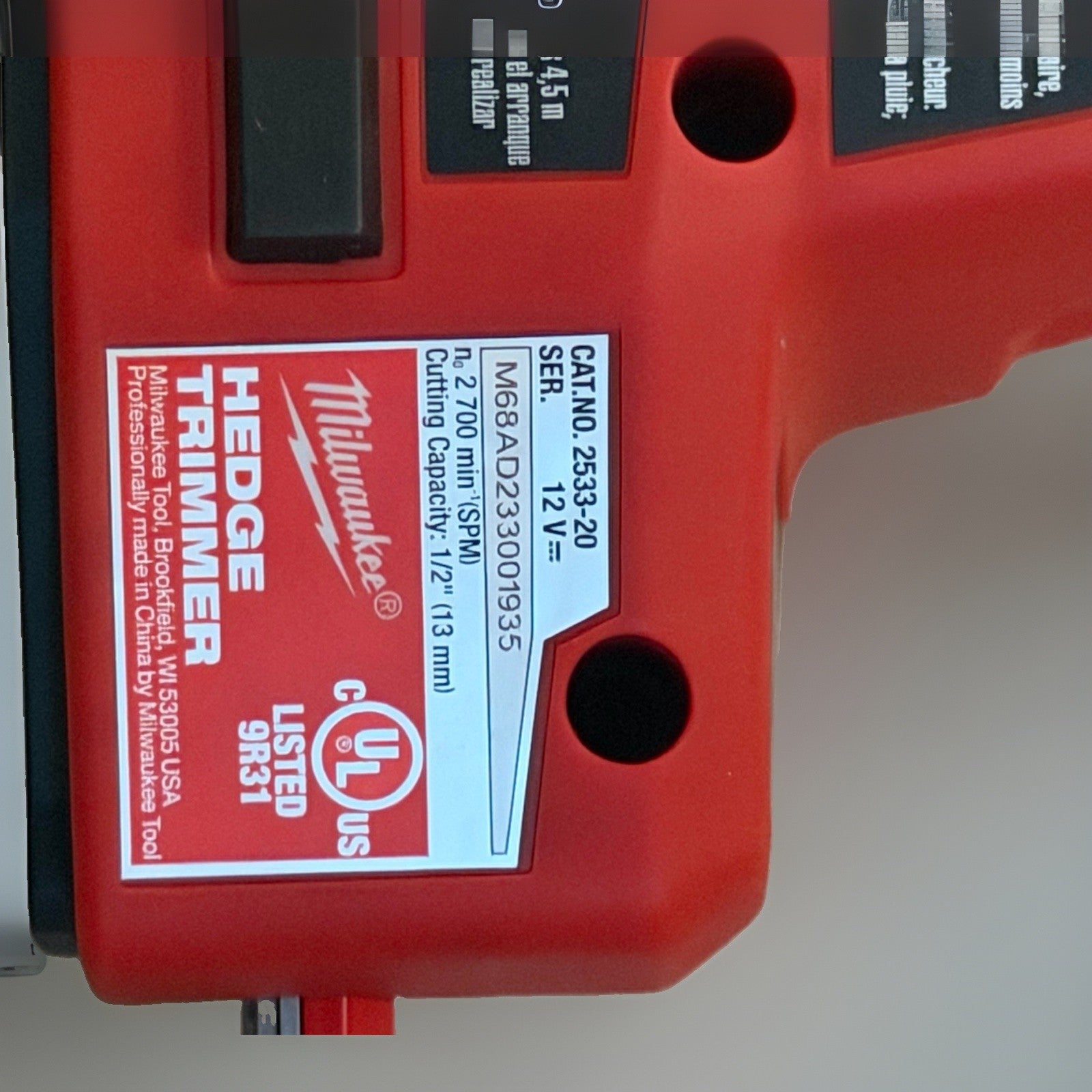 Milwaukee 2533-20 M12 Fuel 12V Hedge Trimmer - Red