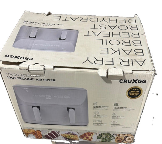 CRUXGG 10QT Air Fryer Dual Baskets Digital Nonstick Gray Basket Tri-Zone