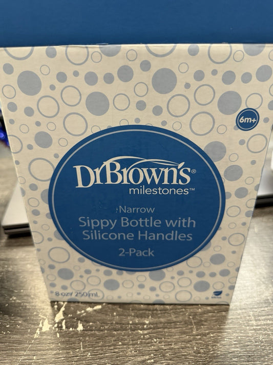 Dr. Brown's Milestones Two (2) Narrow Sippy Spout Bottle 100% Silicone Handles