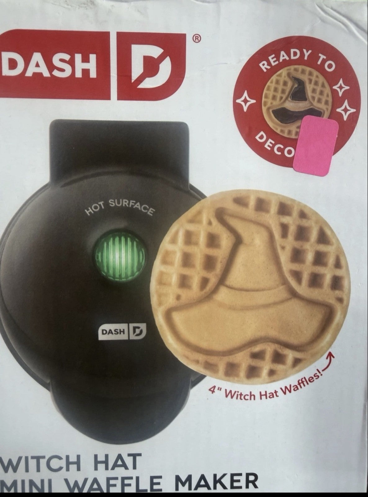 Dash Witch Hat Mini Waffle Maker 4" Ceramic Nonstick Halloween Breakfast
