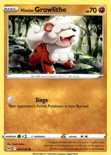 SWSH11: Lost Origin #083/196 Hisuian Growlithe