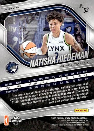 2025 Panini Prizm WNBA #53 Natisha Hiedeman Blue Velocity Prizms