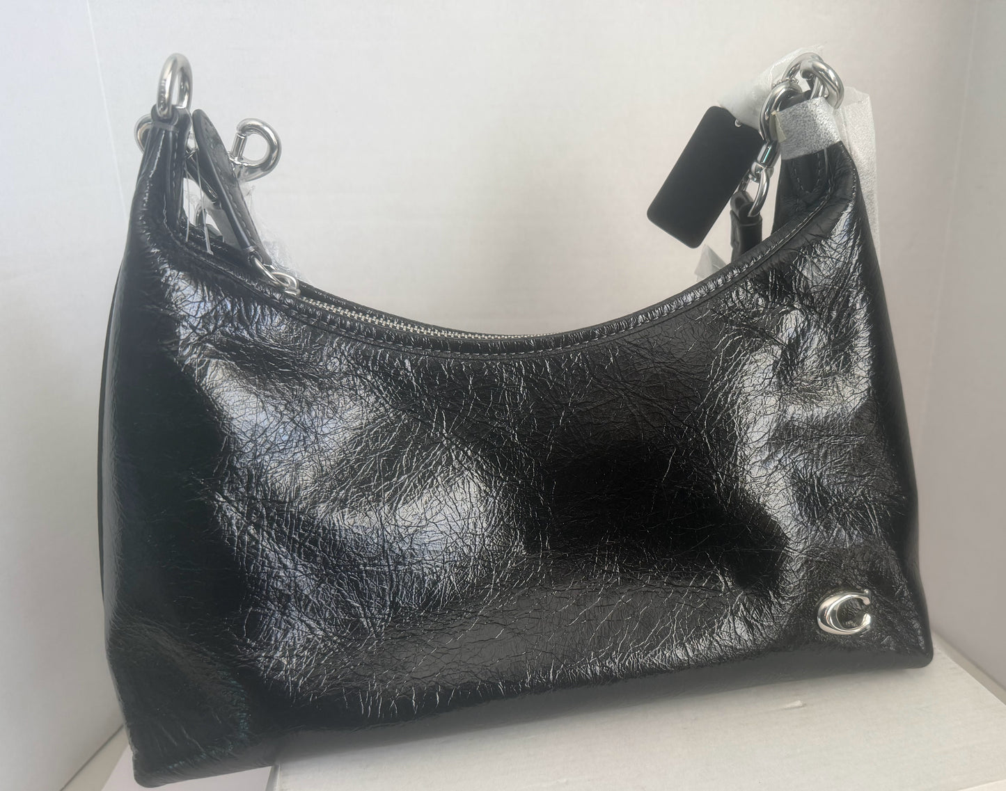 Coach Juliet Shoulder Bag (Black Crinkled Patent Leather / Style CR652)