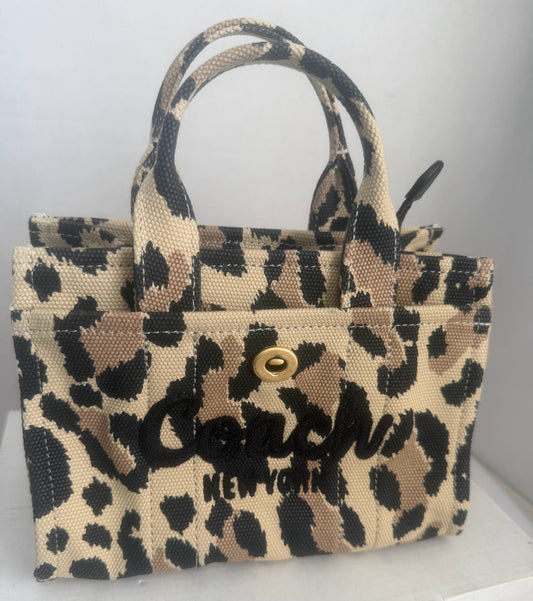 Coach Canvas Tote Bag (Leopard Print Canvas)