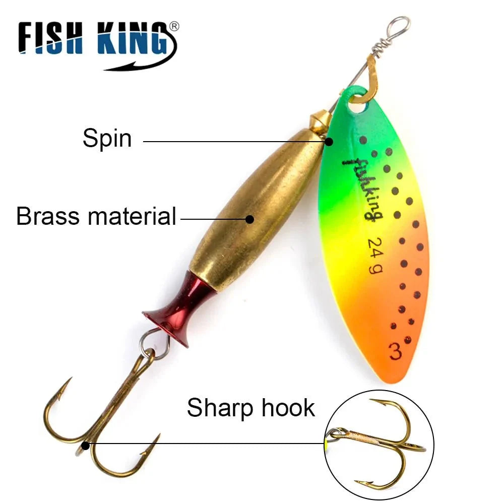 FISH KING Metal Spinner Lure | Long Cast Hard Bait for Bass, Pike, and Saltwater Fishing