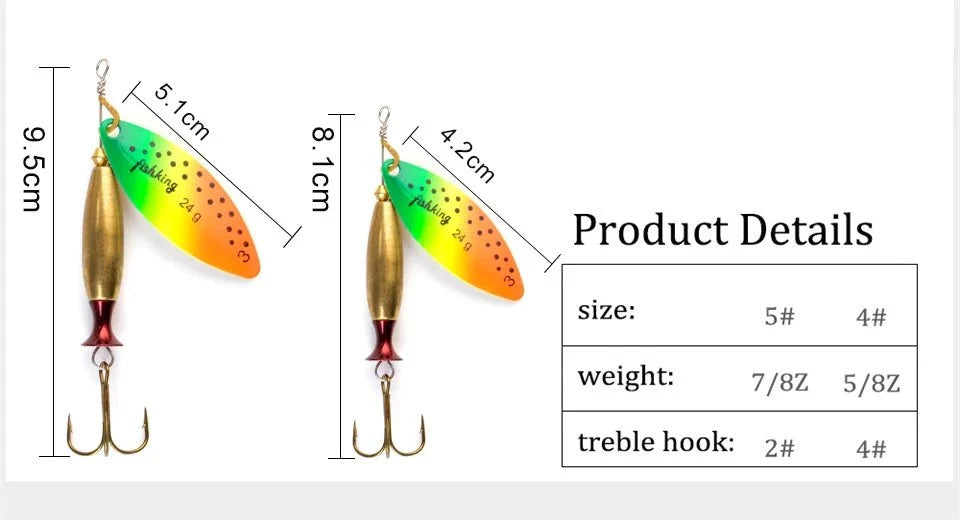 FISH KING Metal Spinner Lure | Long Cast Hard Bait for Bass, Pike, and Saltwater Fishing